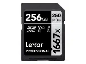 Lexar 256gb Professional 1667x SDXC UHS-II U3 (V60) R250/W120