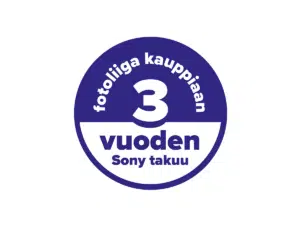 Fotoliigakauppiaan Sony takuu 3 vuotta