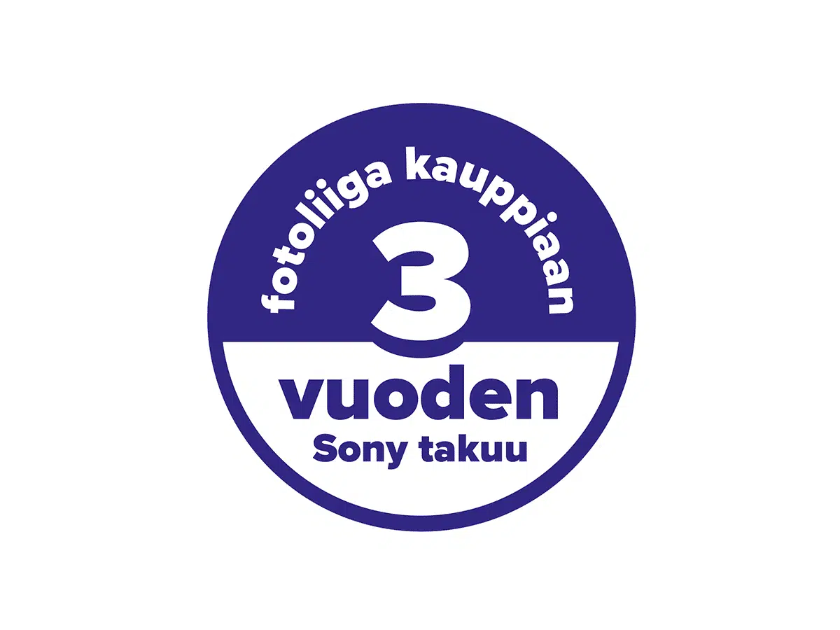 Fotoliigakauppiaan Sony takuu 3 vuotta